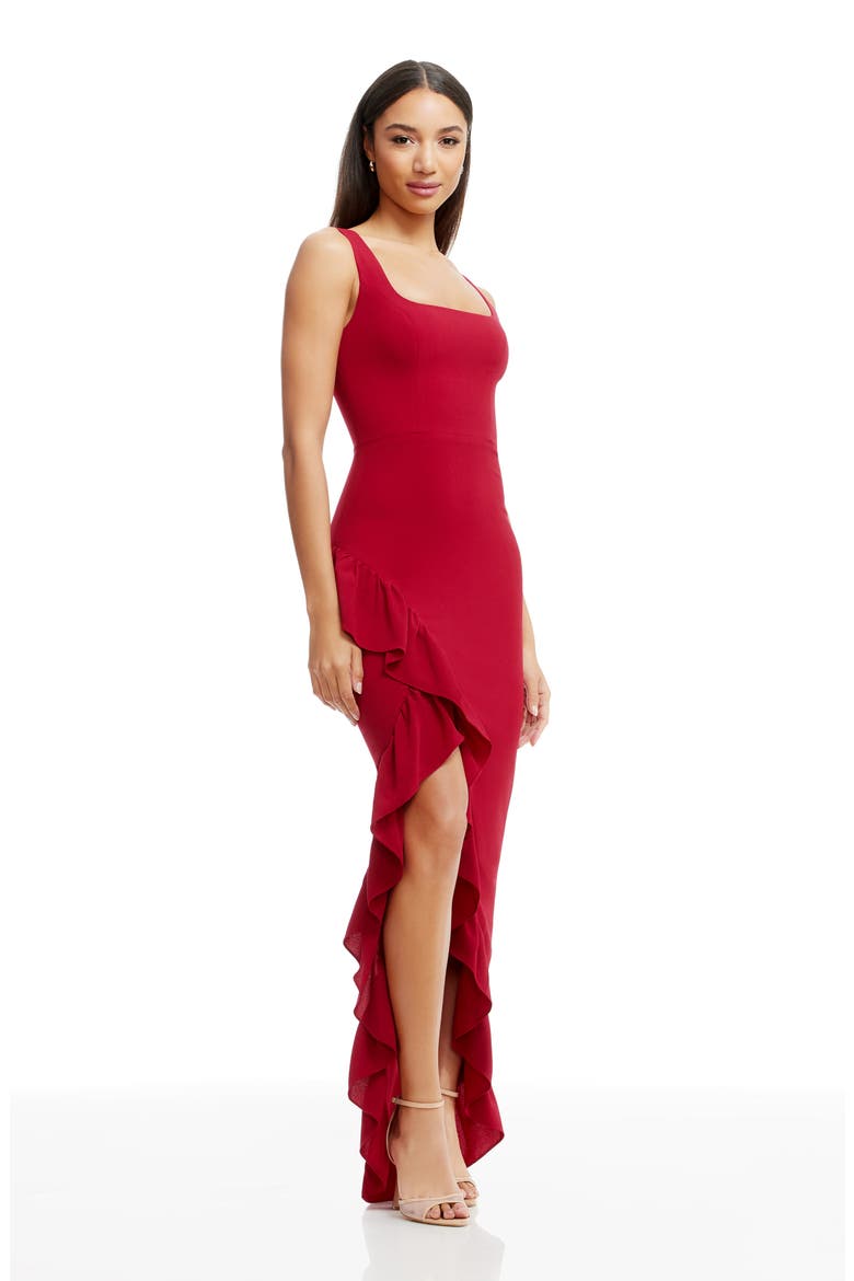 Charlene Ruffle Gown, Alternate, color, GARNET