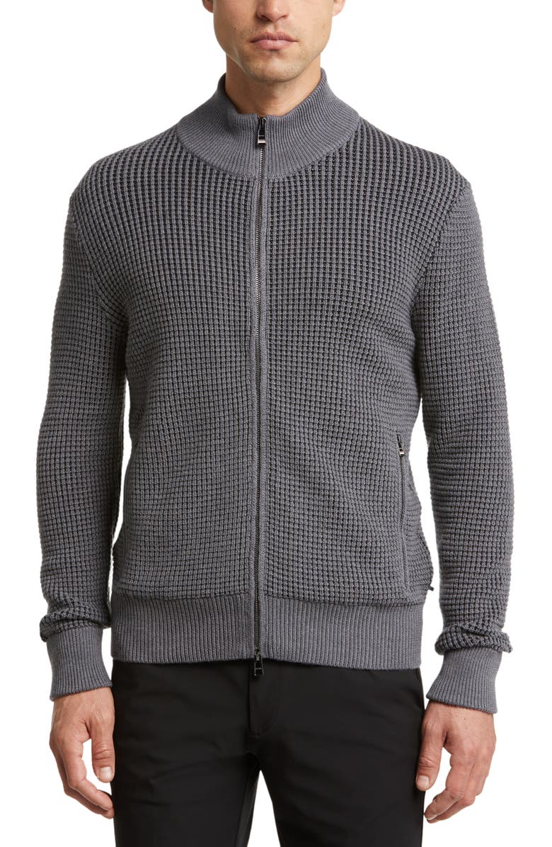 BOSS Mabeo Cotton & Wool Zip Cardigan, Alternate, color, 