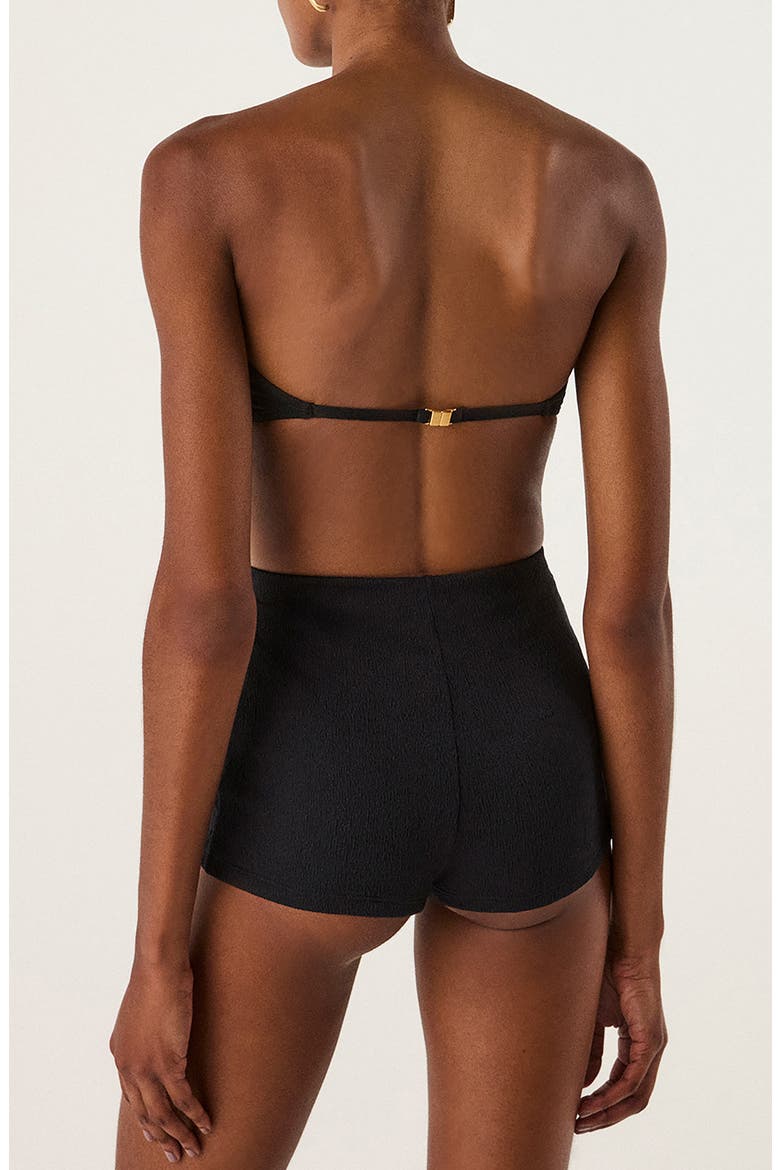 Monica High Waist Swim Shorts, Alternate, color, BLACK