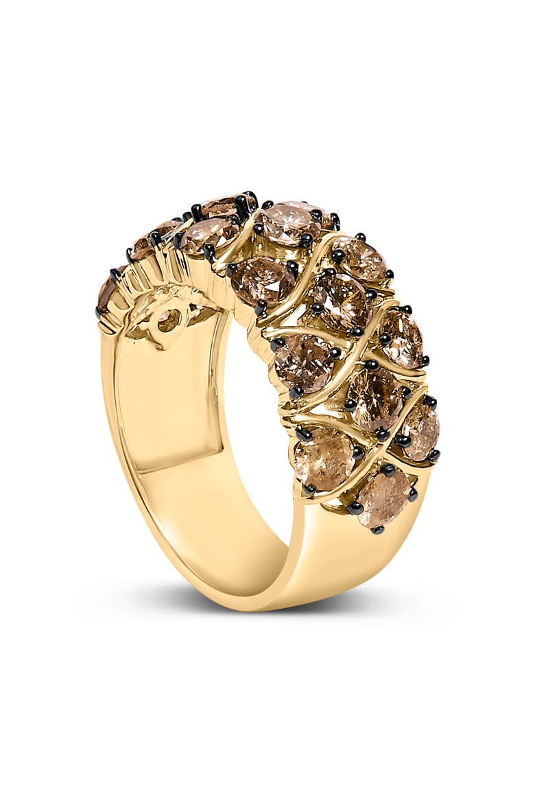 10K Yellow Gold Plated .925 Sterling Silver 3.0 Cttw Champagne Diamond Multi Lattice Band Ring, Alternate, color, Yellow Gold over Silver
