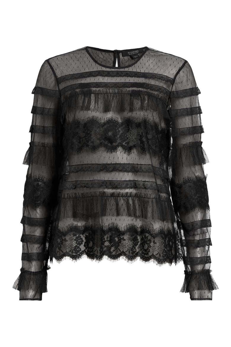 Arlea Ruffle Tulle Top, Alternate, color, BLACK
