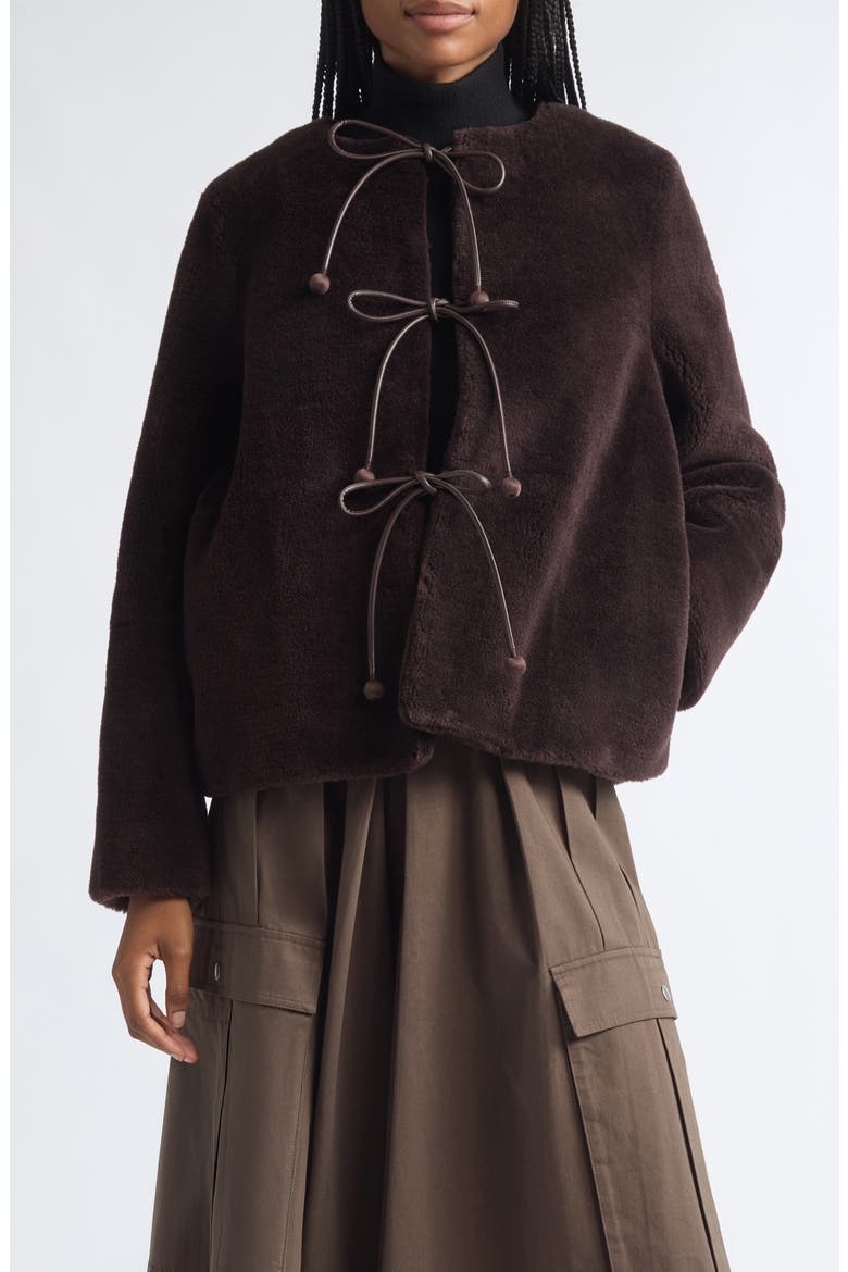 Annie Genuine Shearling Coat, Main, color, BROWN