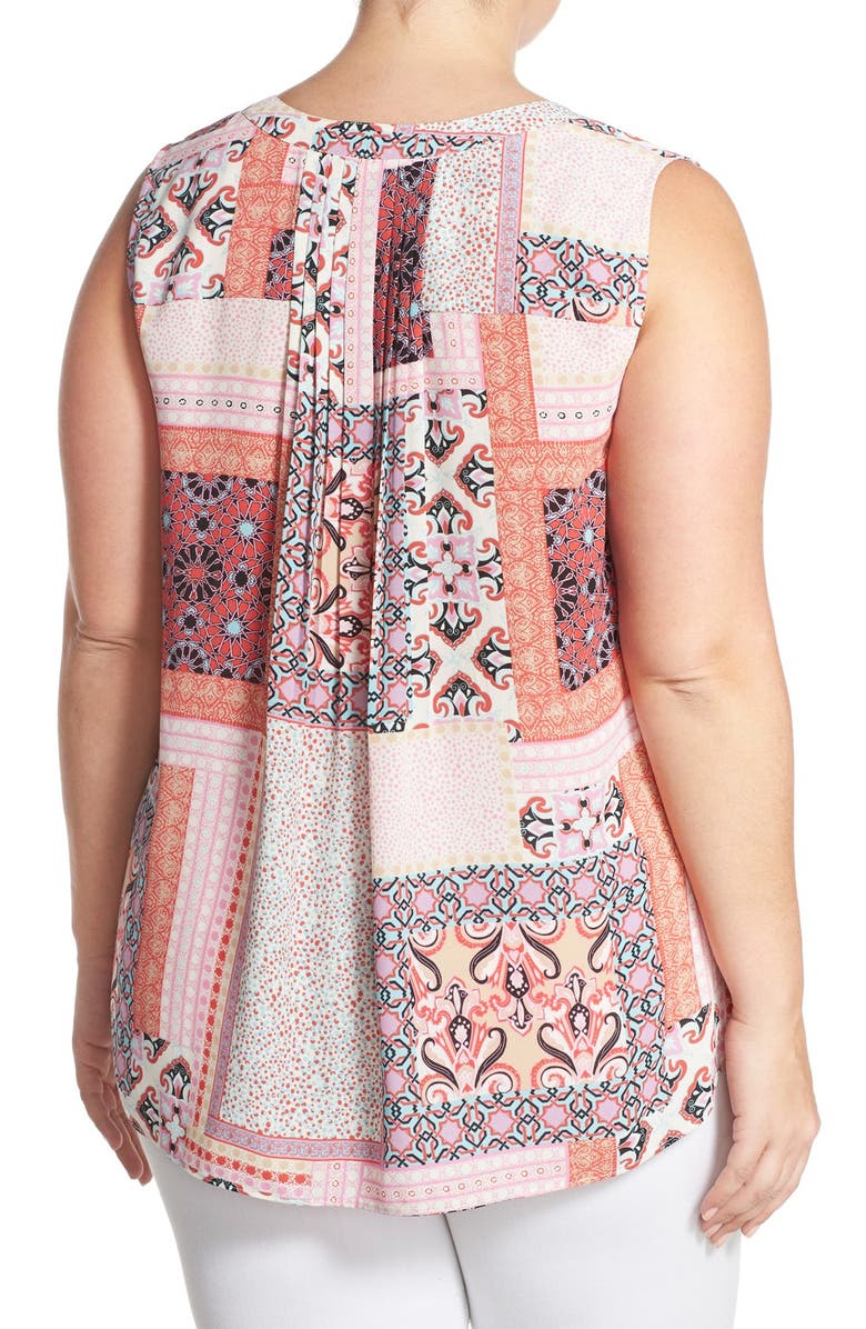 NYDJ Print Pleat Back Sleeveless Top, Alternate, color, Arabesque Patchwork Pink