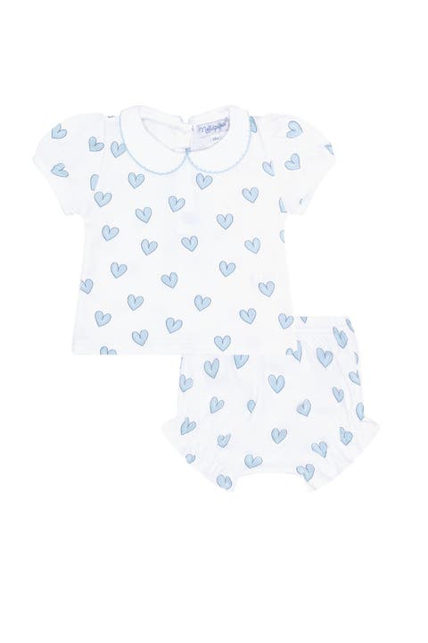 Blue Heart Print Diaper Cover Set - Toddler
