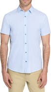 W.R.K Trim Fit Houndstooth Short Sleeve Performance Button-Up Shirt