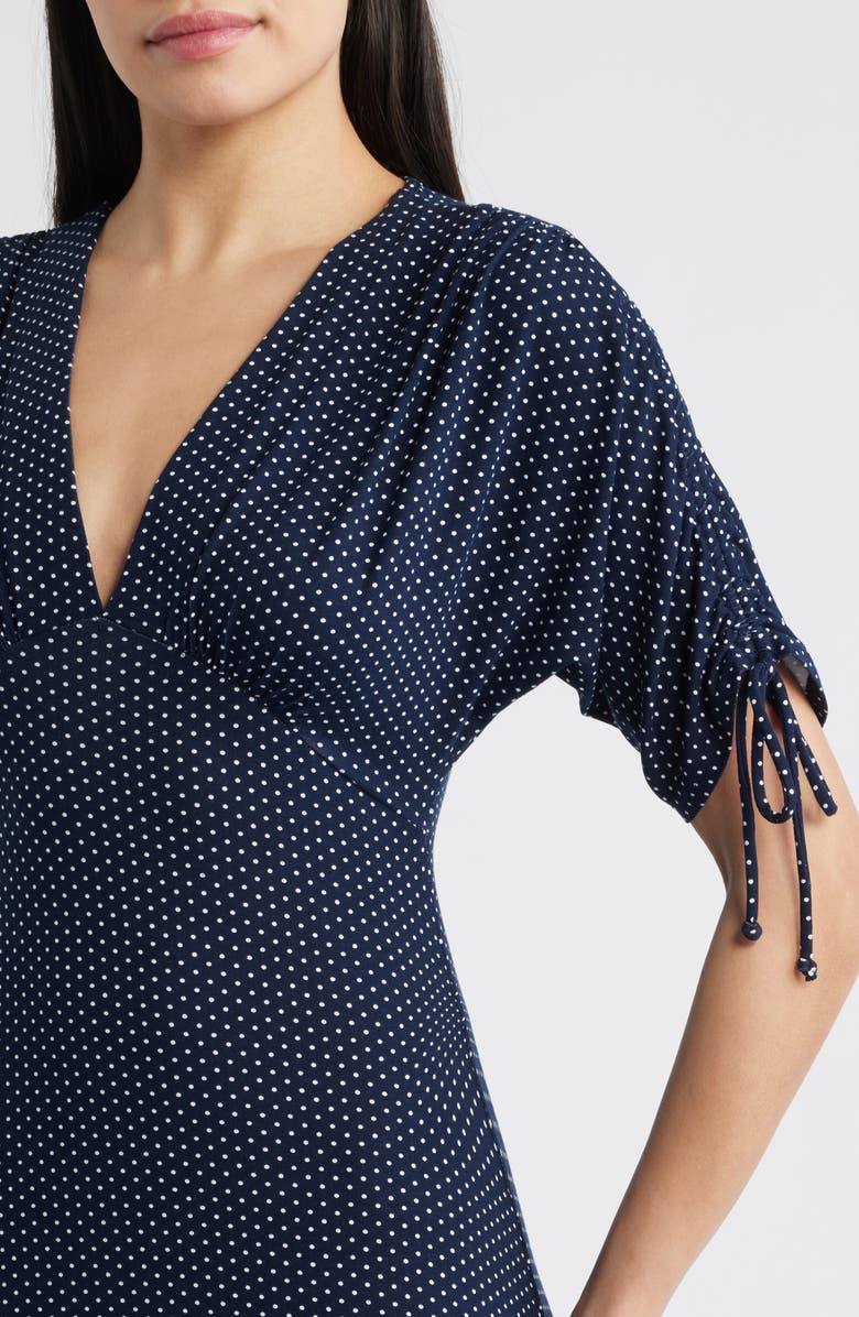 Loveappella Ruched Sleeve Empire Waist Maxi Dress, Alternate, color, Navy