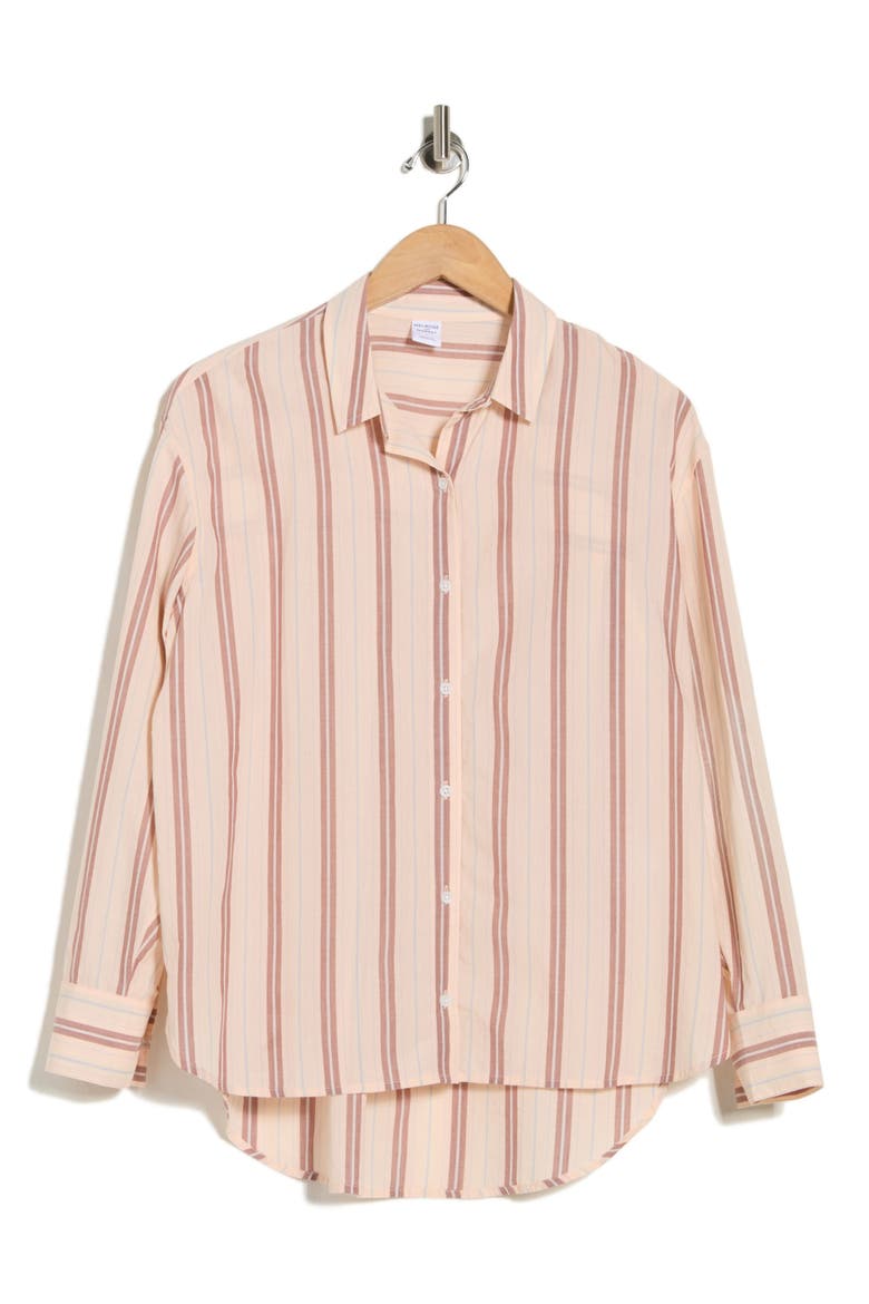 Stripe Button-Up Shirt, Alternate, color, PINK- BURGUNDY DEMI STRIPE