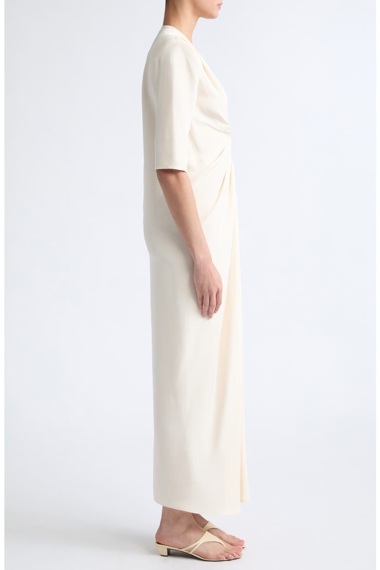 Willa Pleat Front Silk Crêpe de Chine Maxi Dress, Alternate, color, IVORY