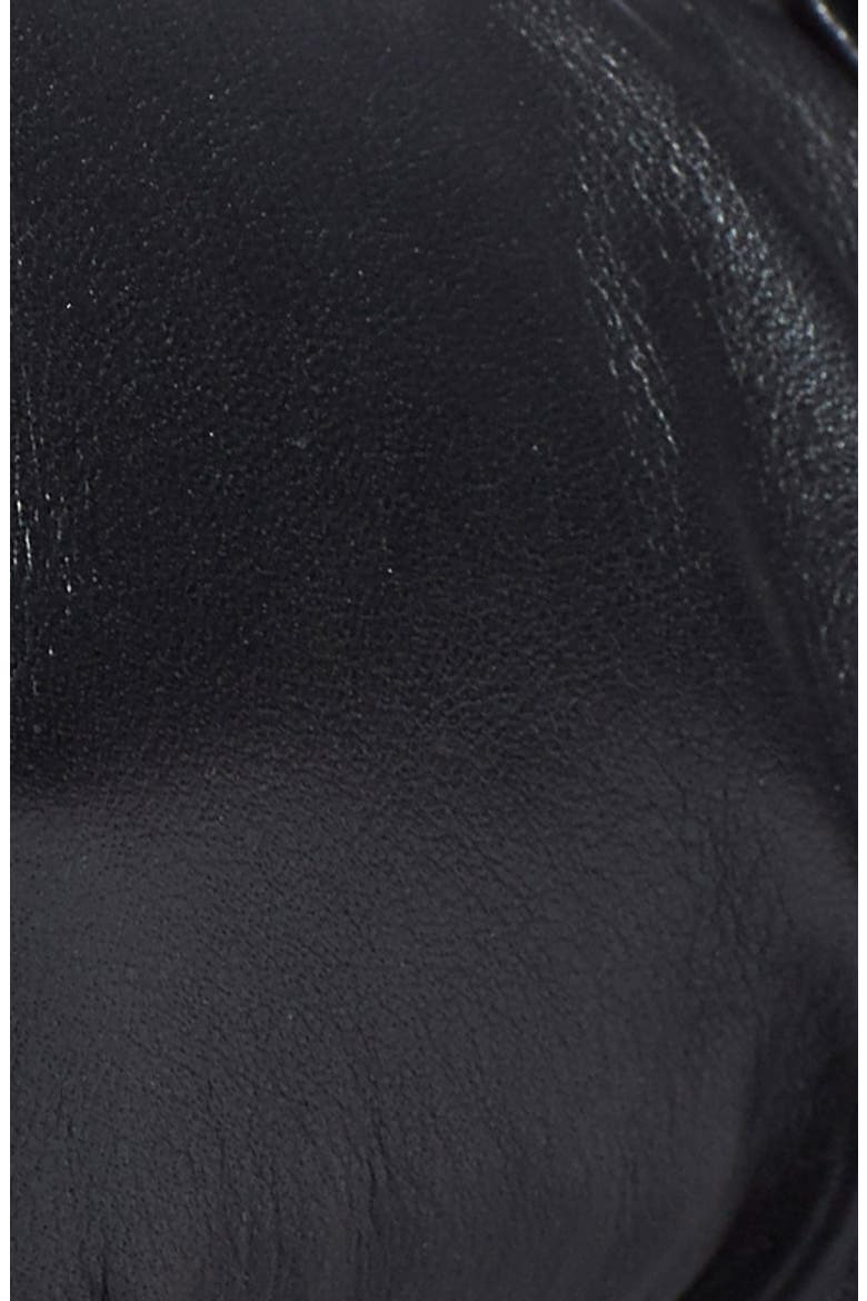 logo bow leather gloves, Alternate, color, BLACK
