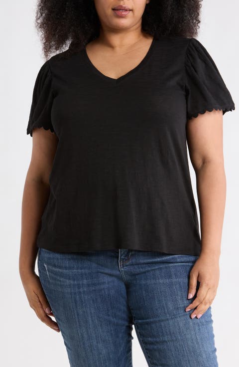 Scallop Trim T-Shirt (Plus)