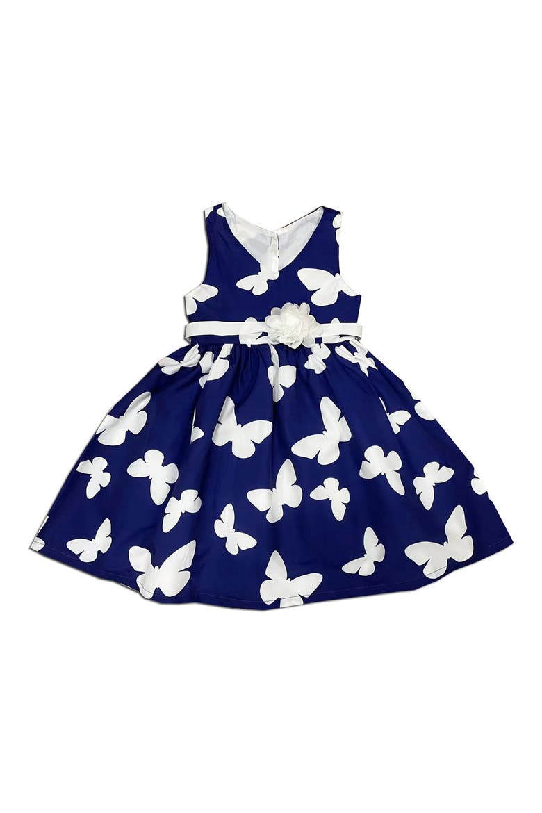 Kids' Butterfly Print Party Dress, Main, color, NAVY