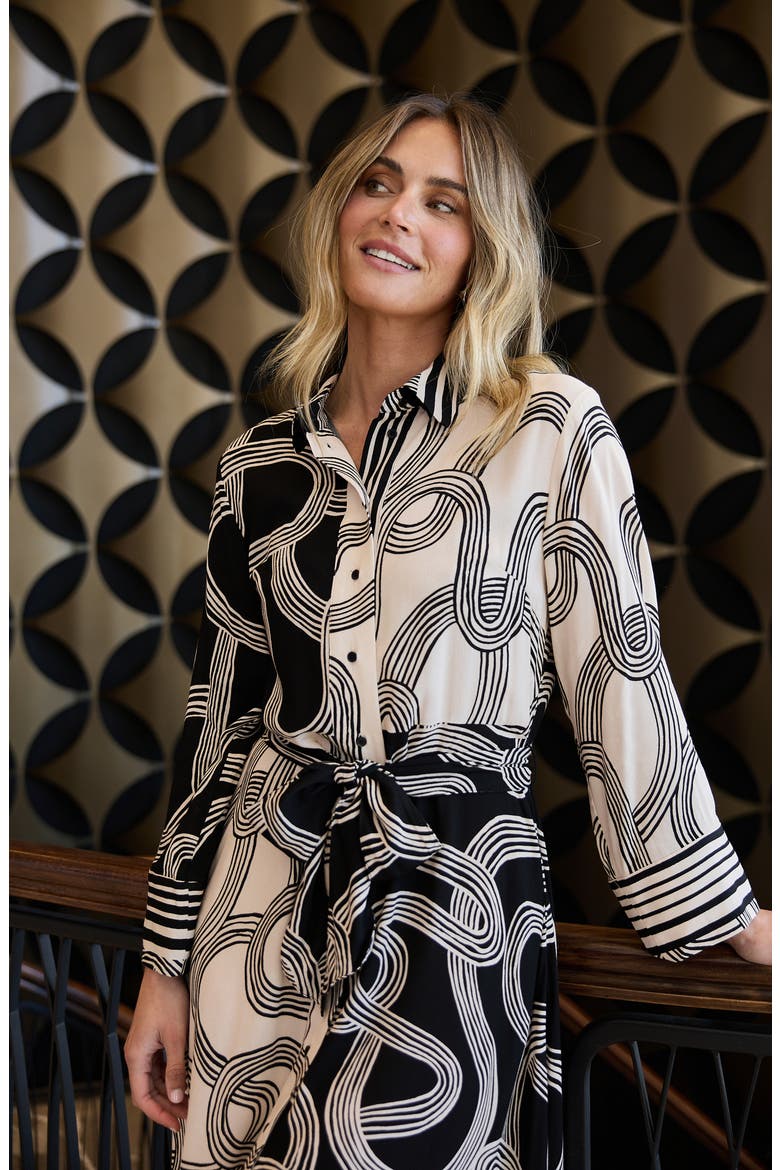 Lucy Print Shirtdress, Alternate, color, INK LINES MULTI