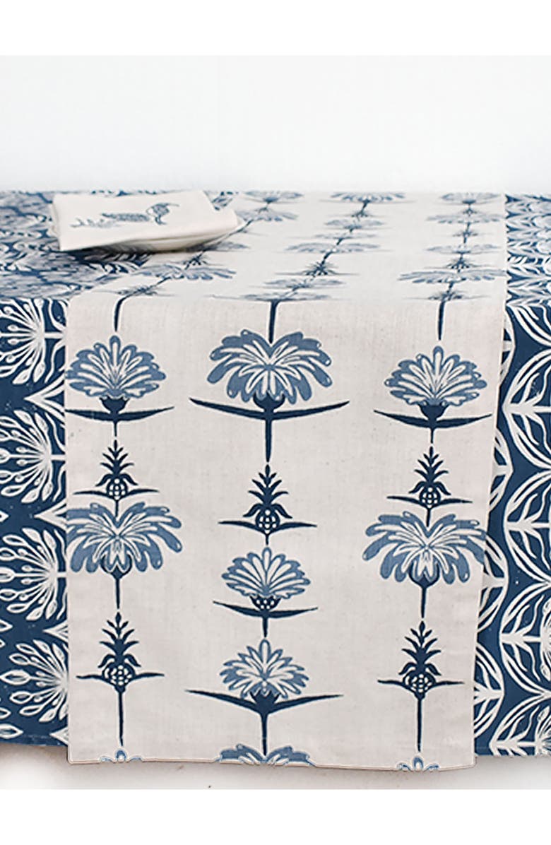 FRENCH HOME Tropical Garden Table Runner, Alternate, color, Indigo And Sky