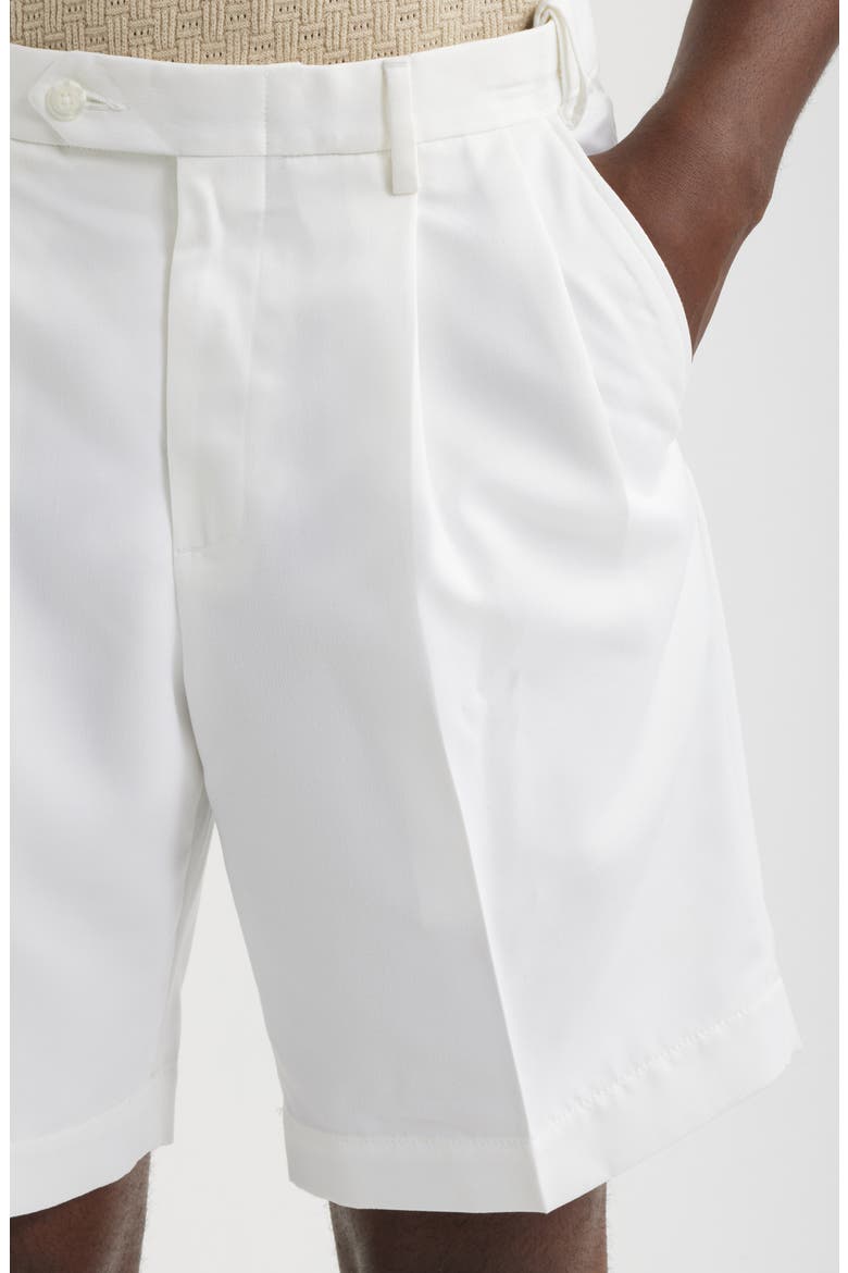 Microfiber Pleated Shorts, Alternate, color, WHITE