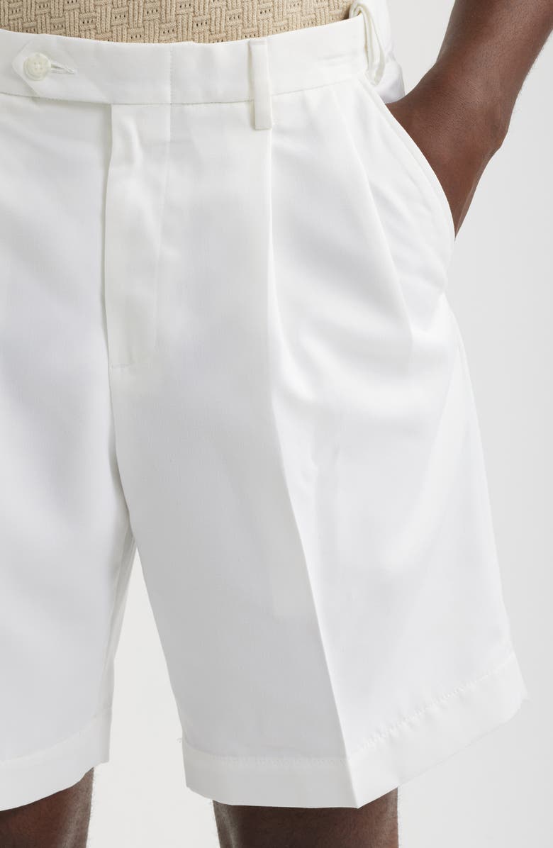 Berle Microfiber Pleated Shorts, Alternate, color, White