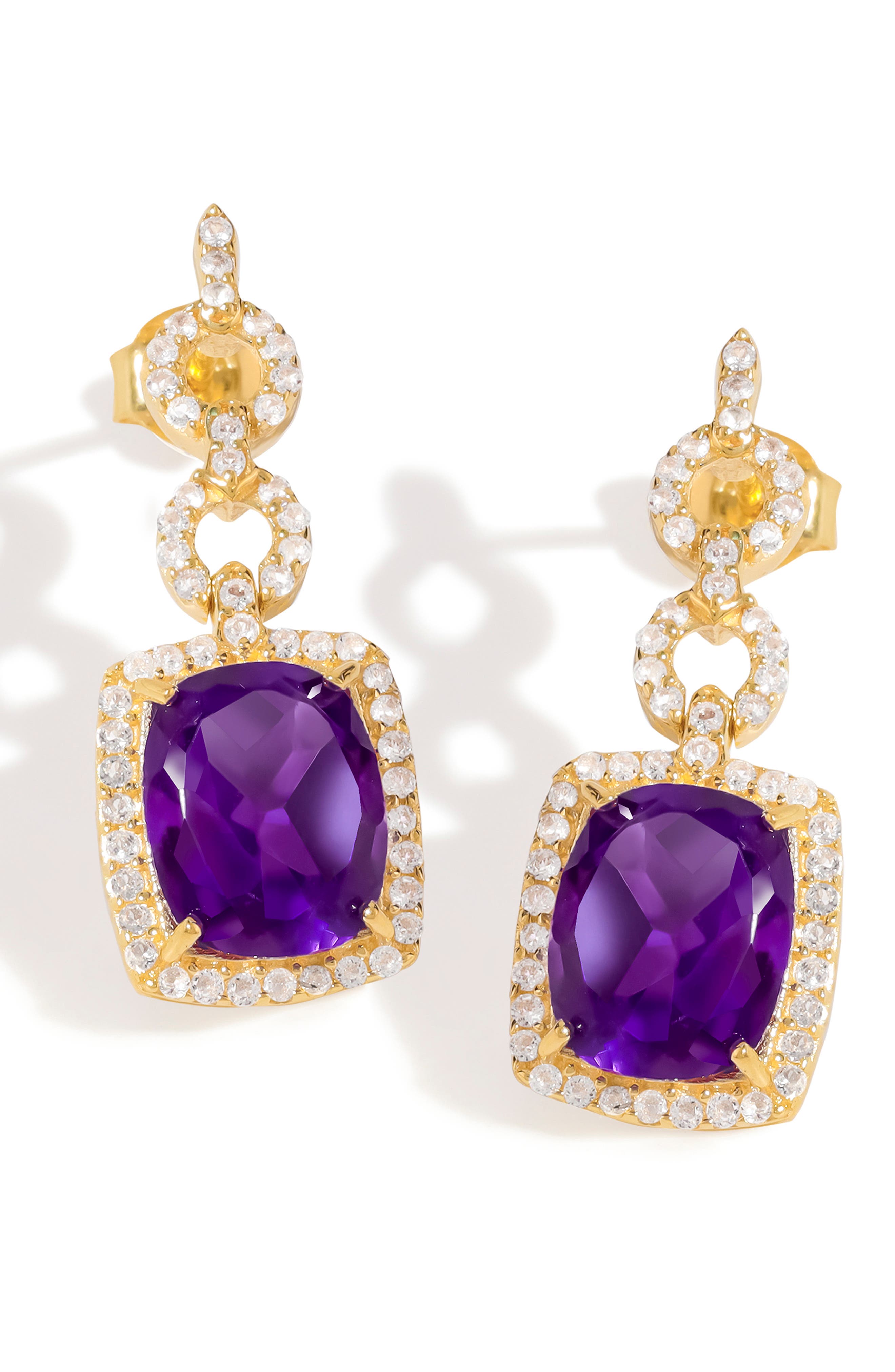 Ys Gems Halo Drop Earrings In Purple