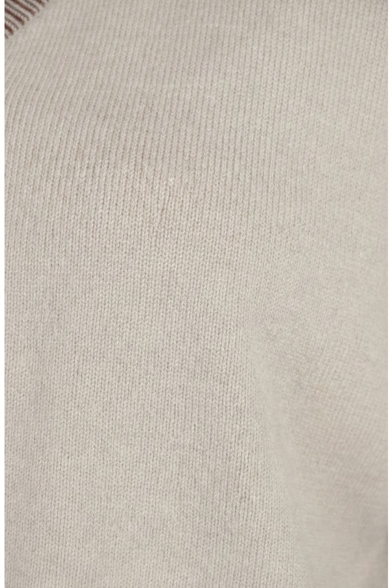 Contrast Trim Knit Cardigan Set, Alternate, color, Beige / Brown Trim