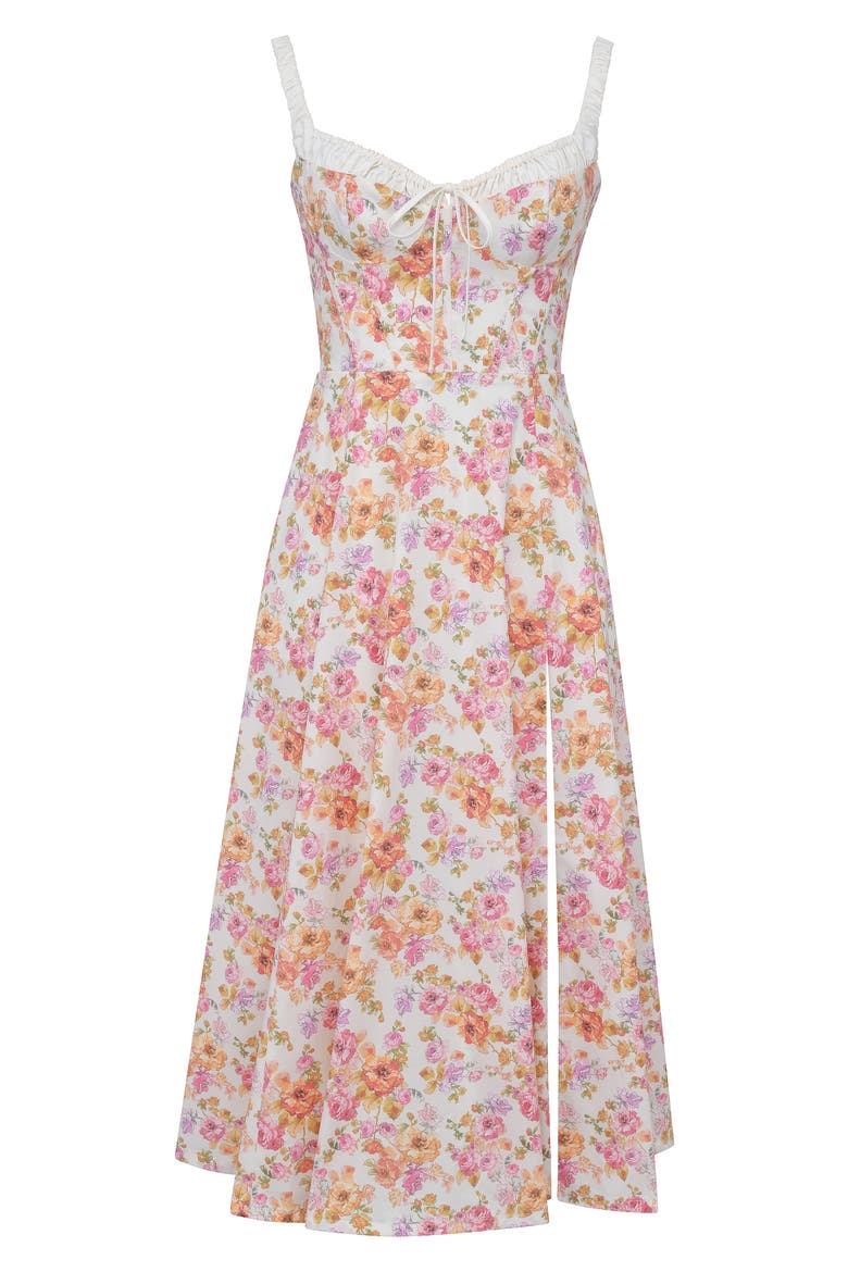 Sabrina Corset Fit & Flare Dress, Alternate, color, IVORY/ PINK FLORAL