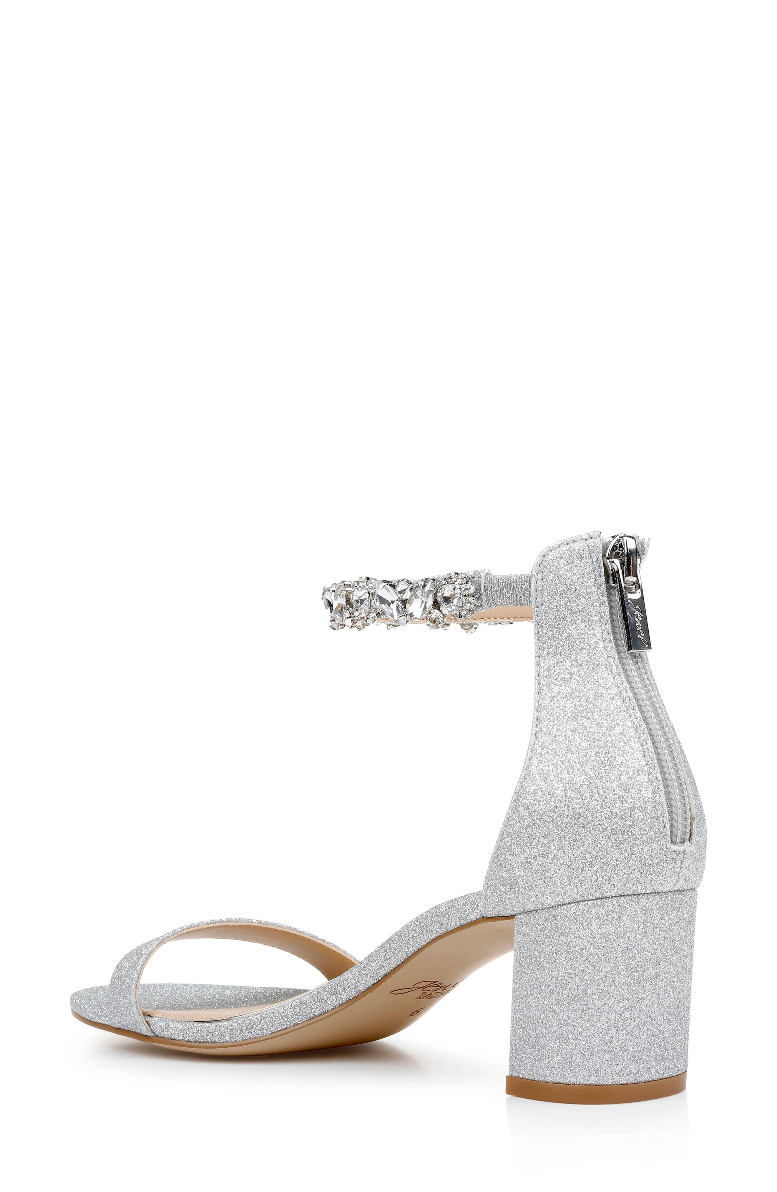 Jewel Badgley Mischka Catalina Ankle Strap Sandal, Alternate, color, Silver