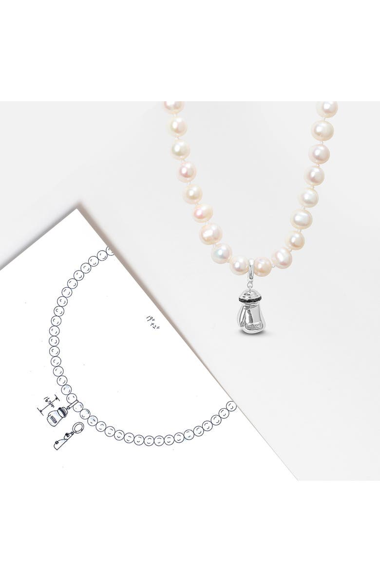 DELMAR Men's 7–7.5mm Cultured Freshwater Pearl & Black Diamond Pendant Necklace - 0.04ct., Alternate, color, 