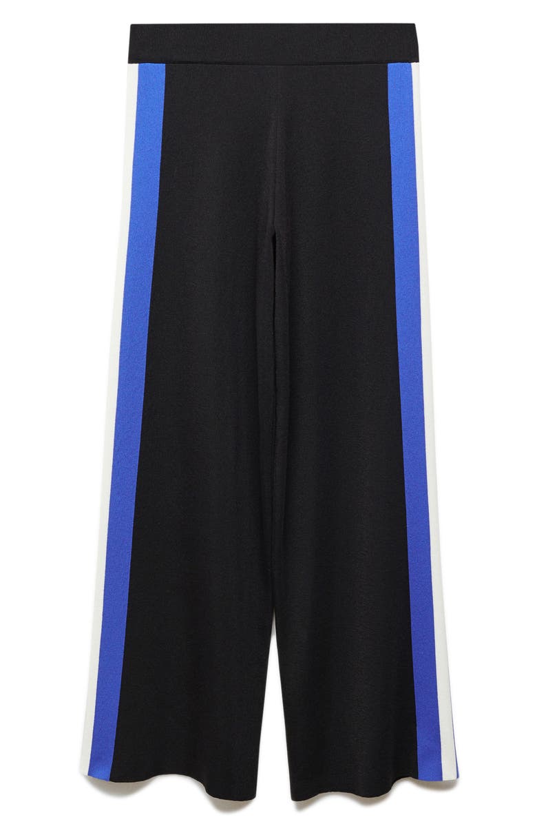 MANGO Side Stripe Wide Leg Track Pants, Alternate, color, Black