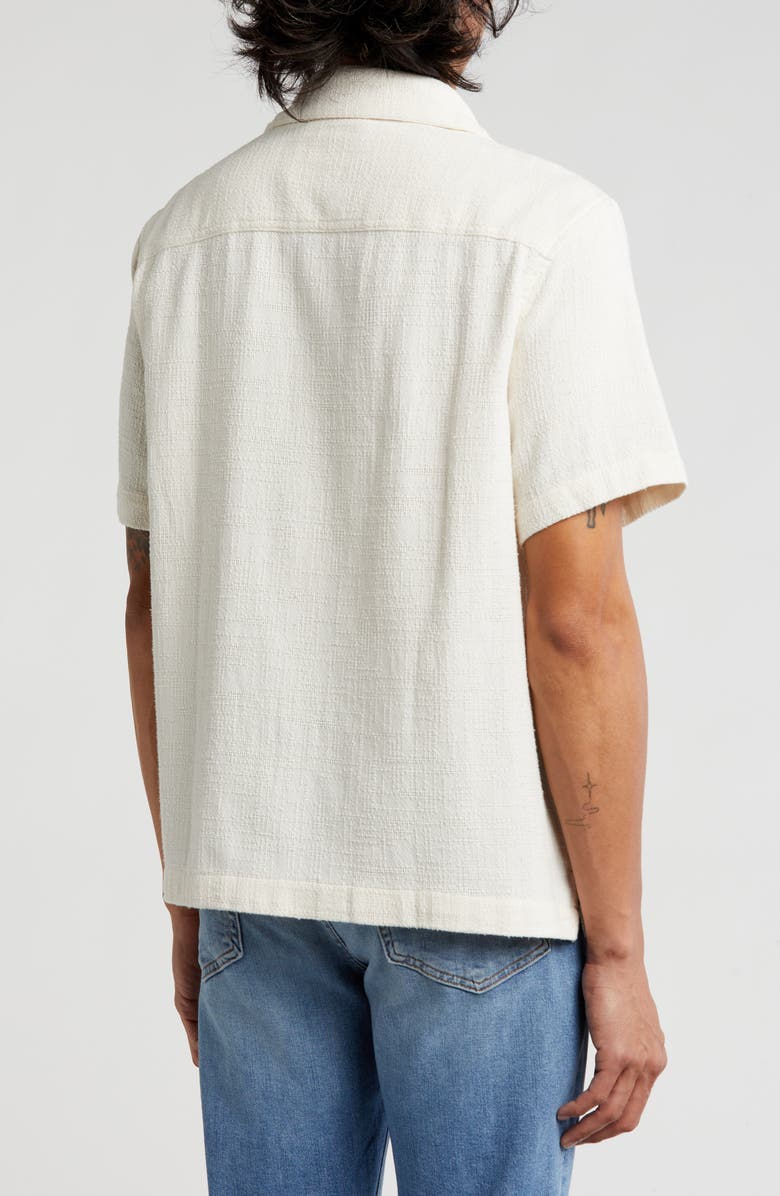 Cactus Man Textured Stripe Short Sleeve Button-Up Shirt, Alternate, color, Cream