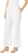 Roaman's Plus Size Linen Wide-Leg Pant