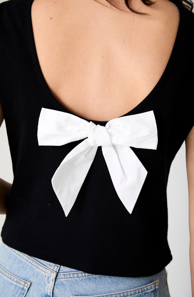 French Connection Bow Back Stretch Cotton T-Shirt, Alternate, color, 