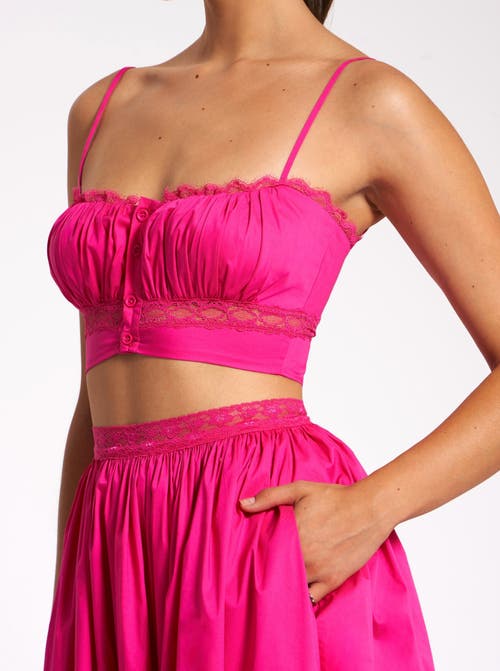 Miss Circle Maya Cotton Poplin Top With Lace Trim In Pink