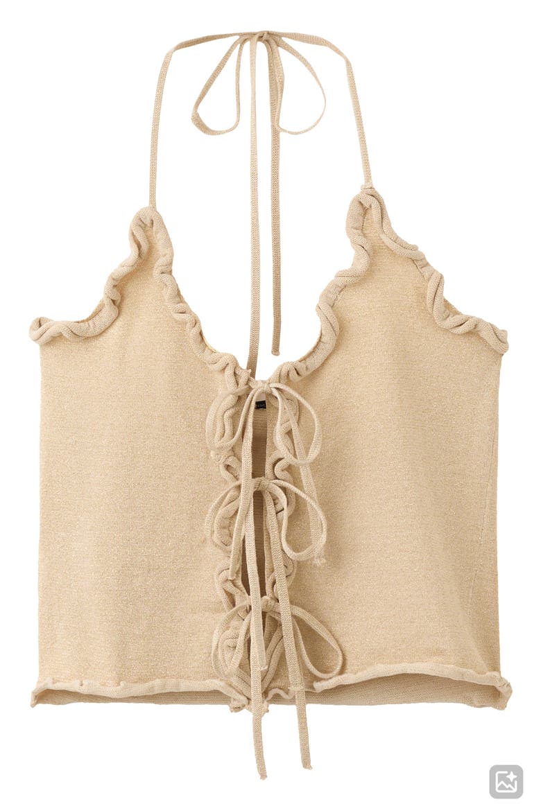 Bows Knit Halter Top, Alternate, color, GOLD