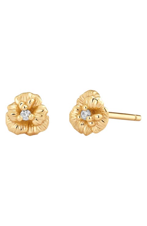 CZ Birth Flower Stud Earrings
