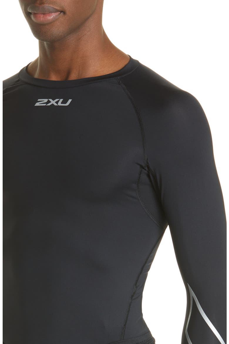 Core Compression Long Sleeve Top, Alternate, color, BLACK/ SILVER