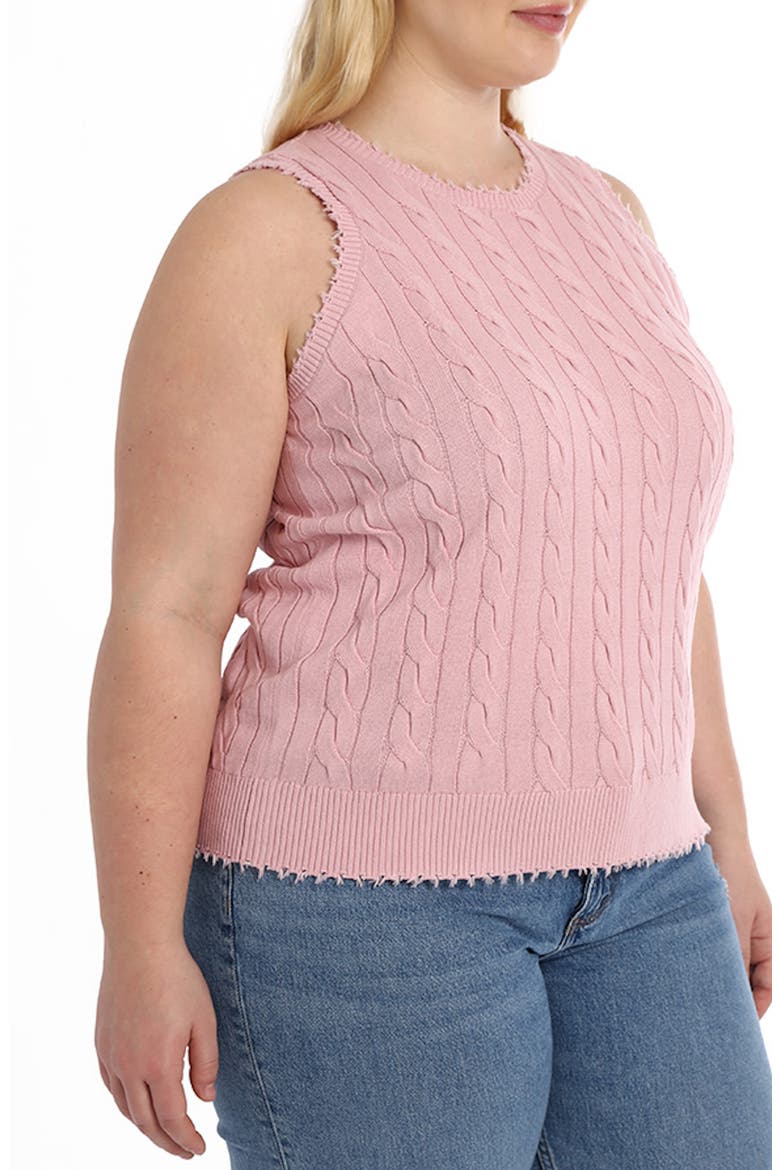 Frayed Cable Knit Cotton Sweater Tank, Alternate, color, PINK PEARL