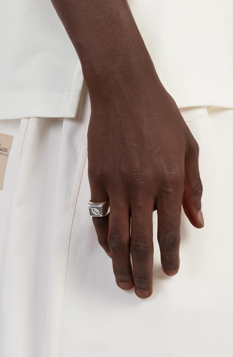 Gucci Interlocking-G Tag Signet Ring, Alternate, color, 