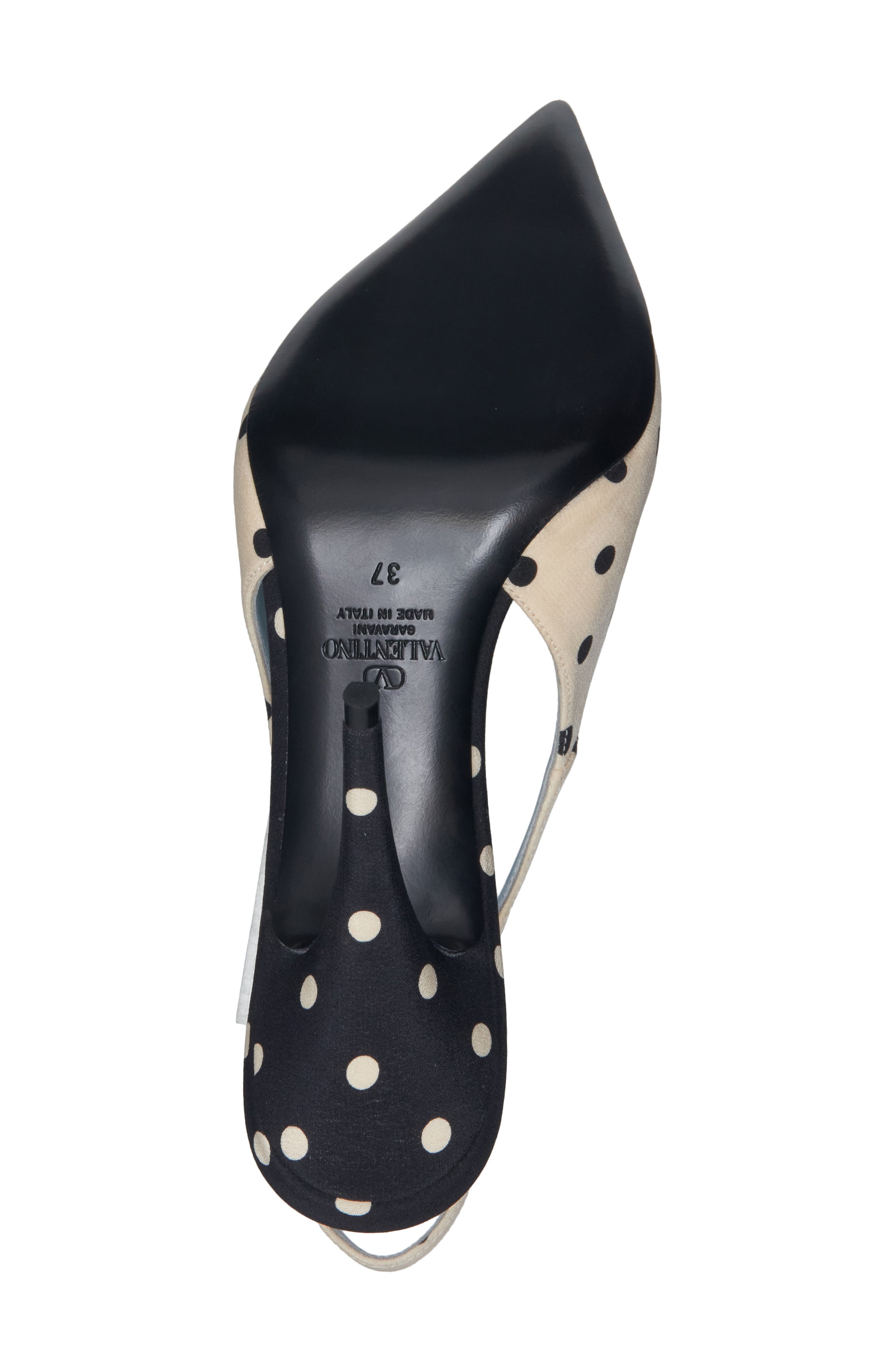 Coeur Royal Polka Dot Slingback Pump, Alternate, color, BLACK/ OFF WHITE