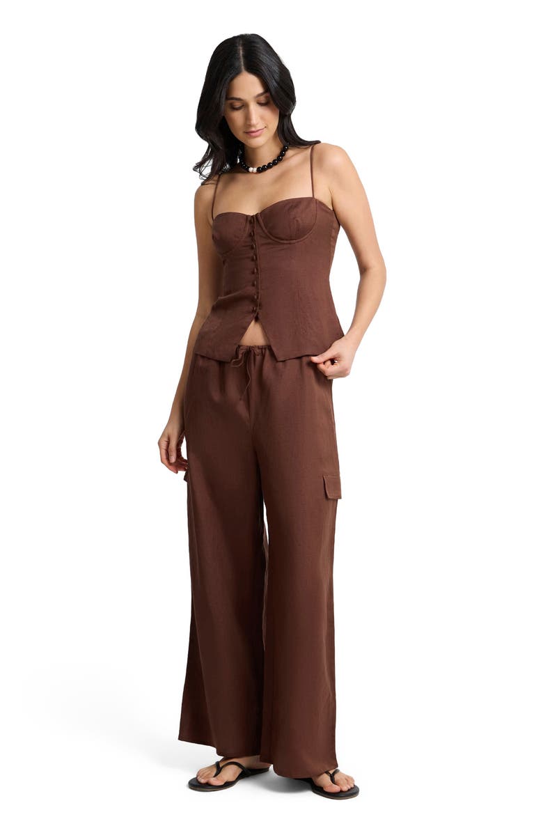 Onia Air Linen Cargo Pant, Main, color, Brown