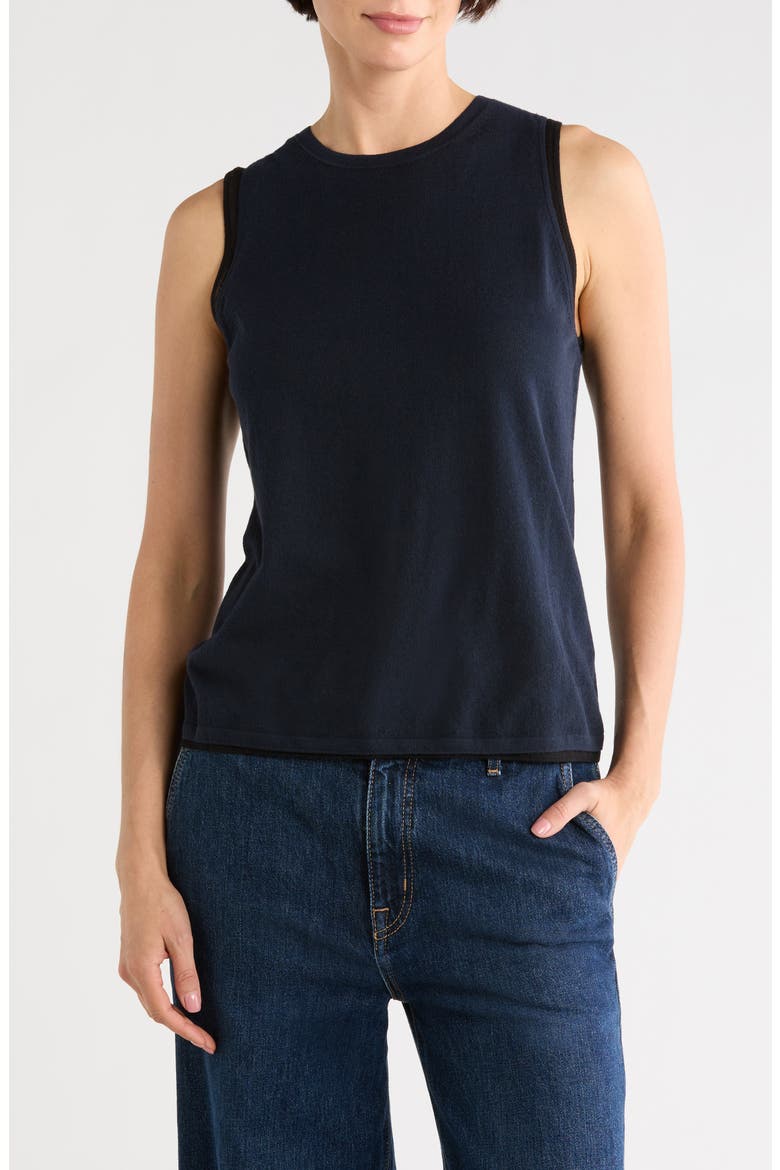 Double Layer Cotton Blend Tank, Main, color, NAVY/ BLACK COMBO