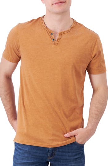Lucky Brand Button Notch Neck T-shirt In Cinnamon Stick