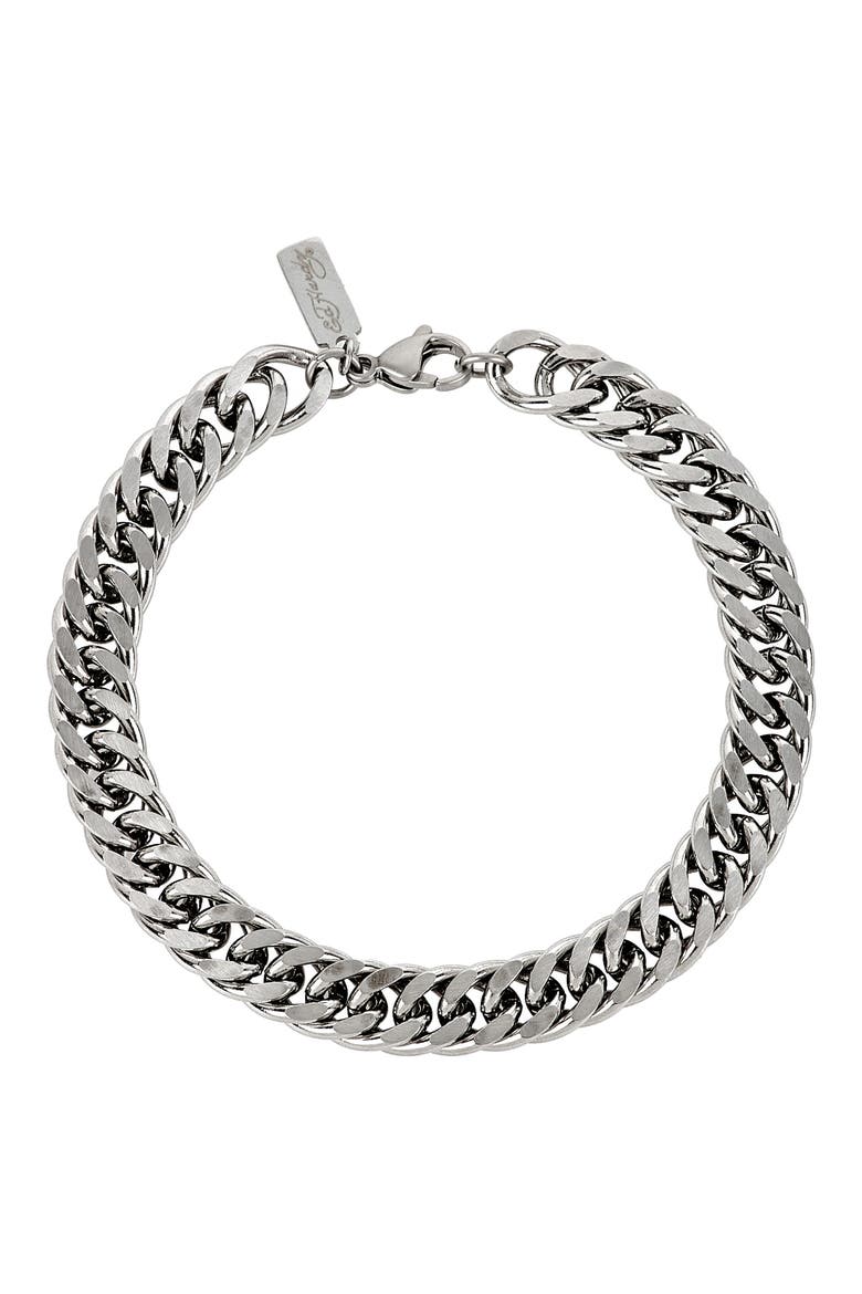 Men's Stainless Steel Curb Chain Bracelet, Main, color, SILVER
