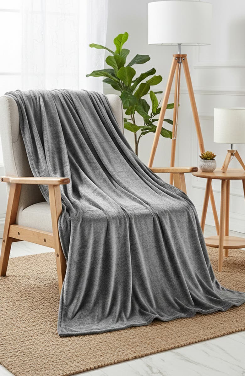 Luxury Home Plush Fleece Throw, Alternate, color, Gray