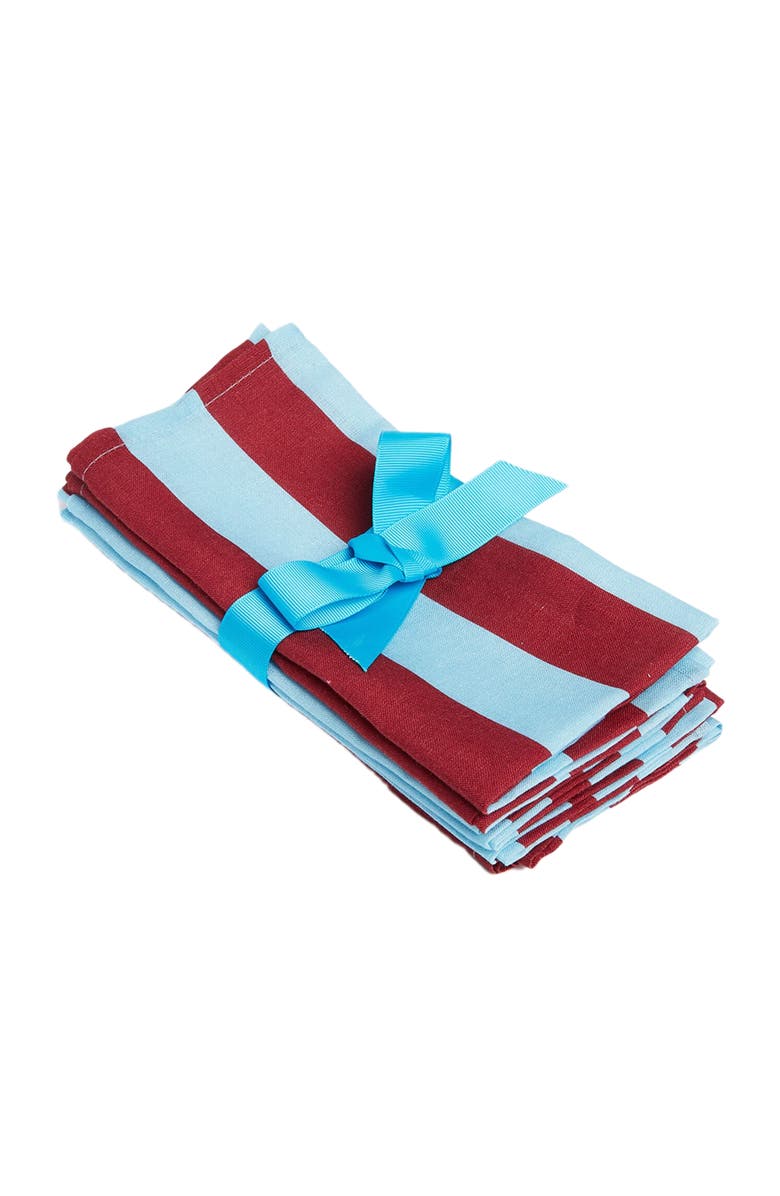 La DoubleJ Large Napkins Set Of 6 (45X45) Riga Bordeaux - Azzurro, Main, color, Riga Bordeaux - Azzurro