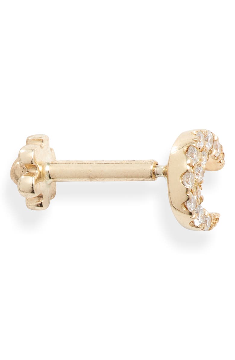 Maria Tash Small Diamond Moon Threaded Stud Earring, Alternate, color, 