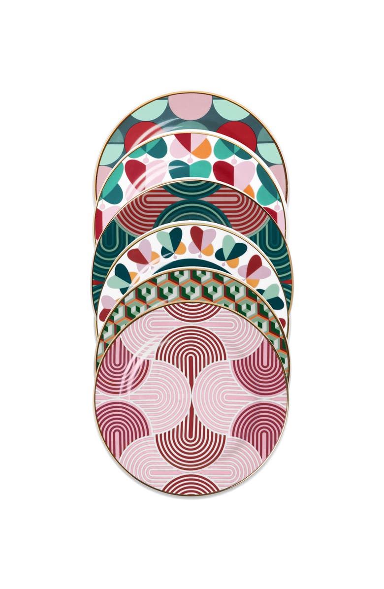 La DoubleJ Dessert Plates Set Of 6 Slinky Mix, Main, color, Slinky Mix