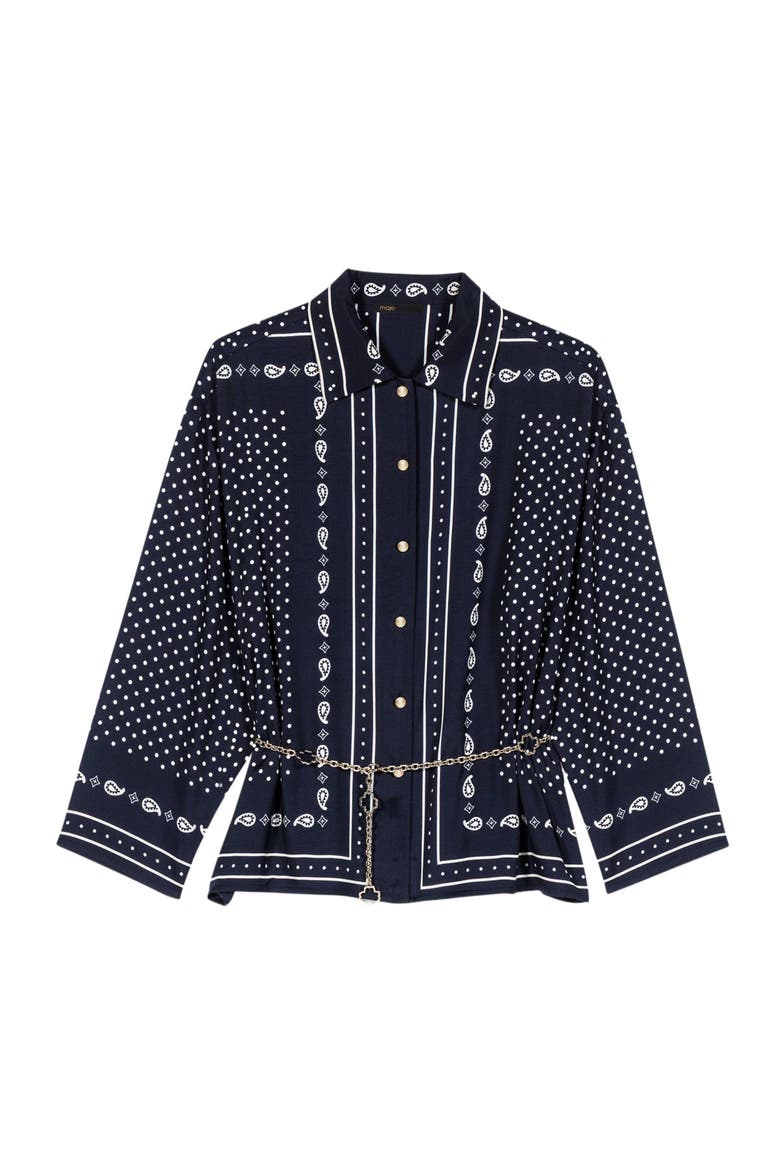 Flowing printed shirt, Alternate, color, Navy dot bandana print