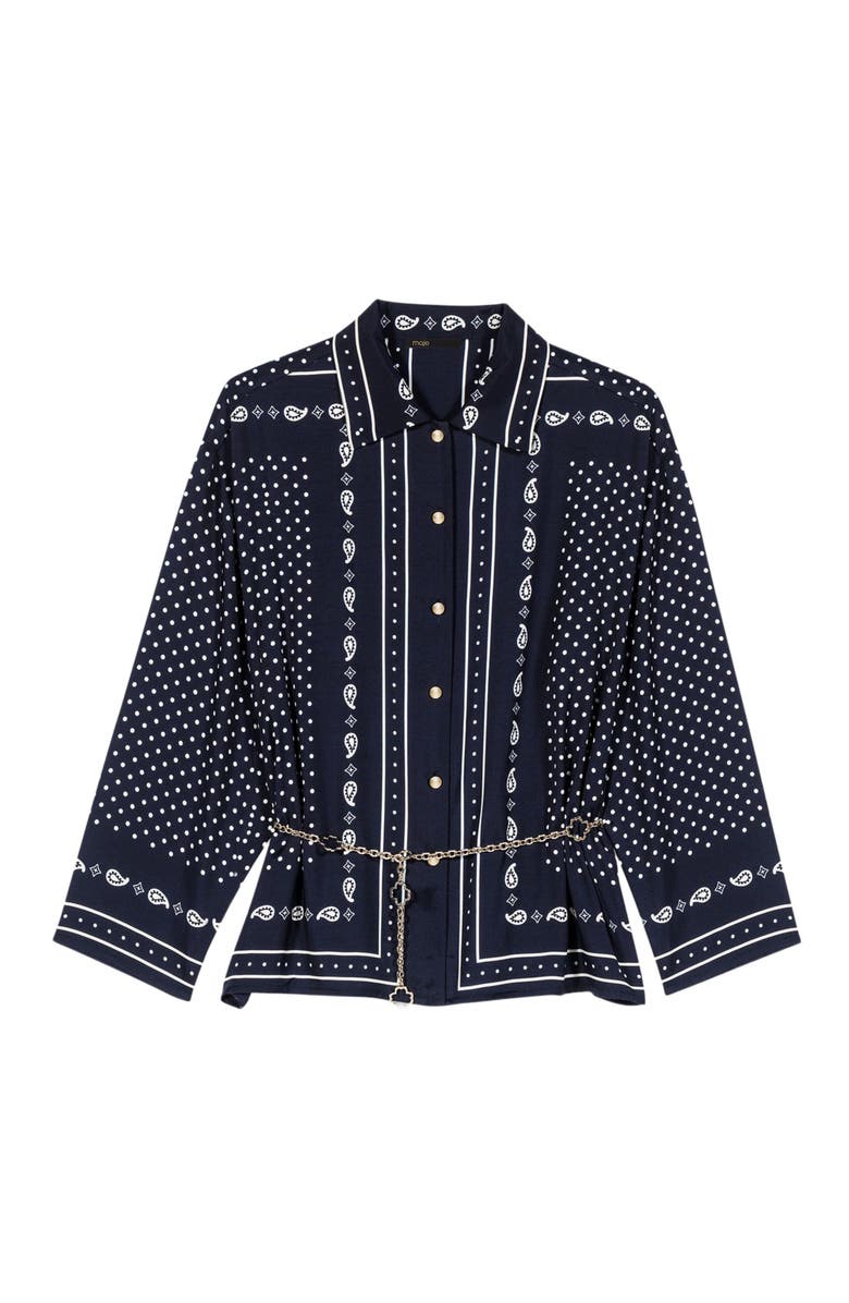 maje Flowing printed shirt, Alternate, color, Navy Dot Bandana Print