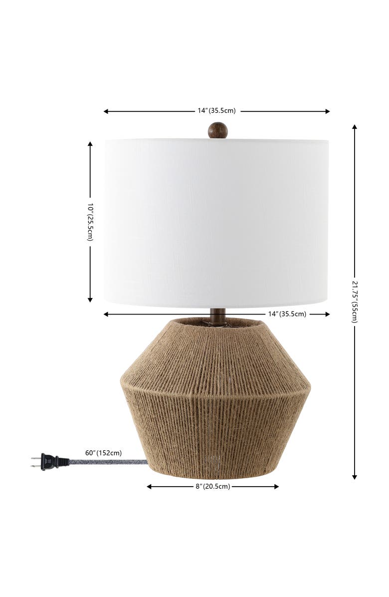 JONATHAN Y Alma 21.75" Coastal Rustic Iron/Rope LED Table Lamp, Brown, Alternate, color, Brown