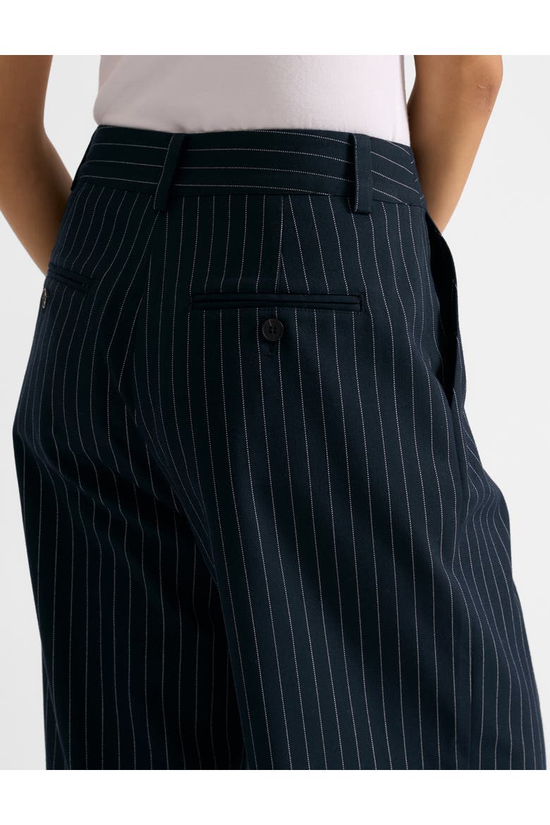 Pinstripe Pleat Trousers, Alternate, color, Navy
