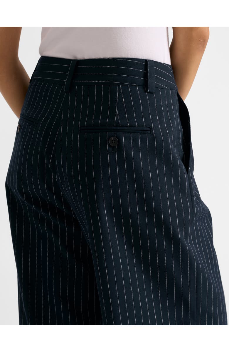 Albaray Pinstripe Pleat Trousers, Alternate, color, Navy