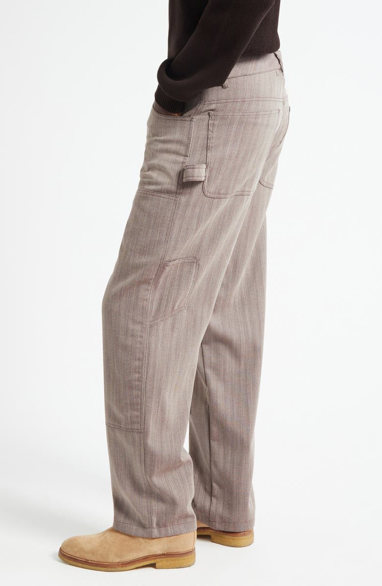 Golden Goose Journey Virgin Wool Blend Herringbone Painter Pants, Alternate, color, Maroon