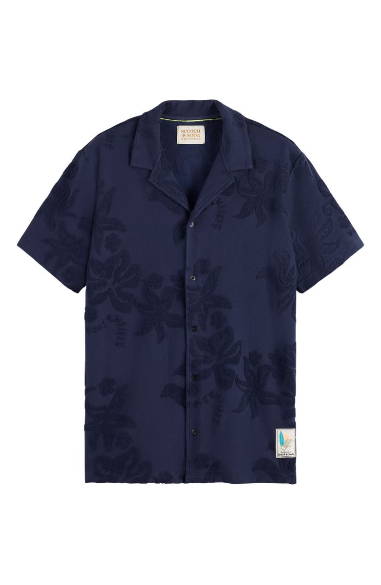 Scotch & Soda Jacquard Terry Camp Shirt, Main, color, 